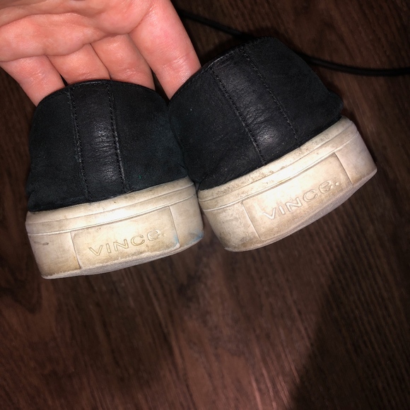 Vince Black Genuine Leather Slip On Sneakers - Picture 5 of 8